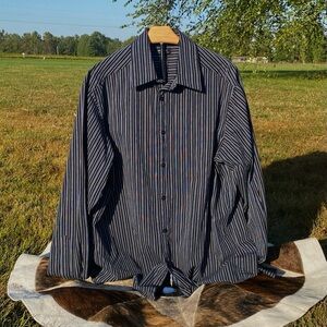 Axcess Vintage Men's Multicolor Striped Button Down Shirt